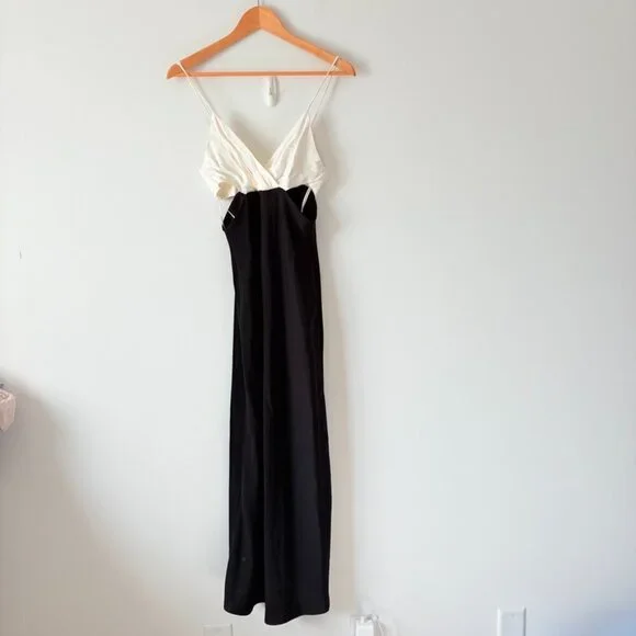 Zara Two Toned Cut Out Midi Dress NWT Black White Size Medium - Picture 7 of 13